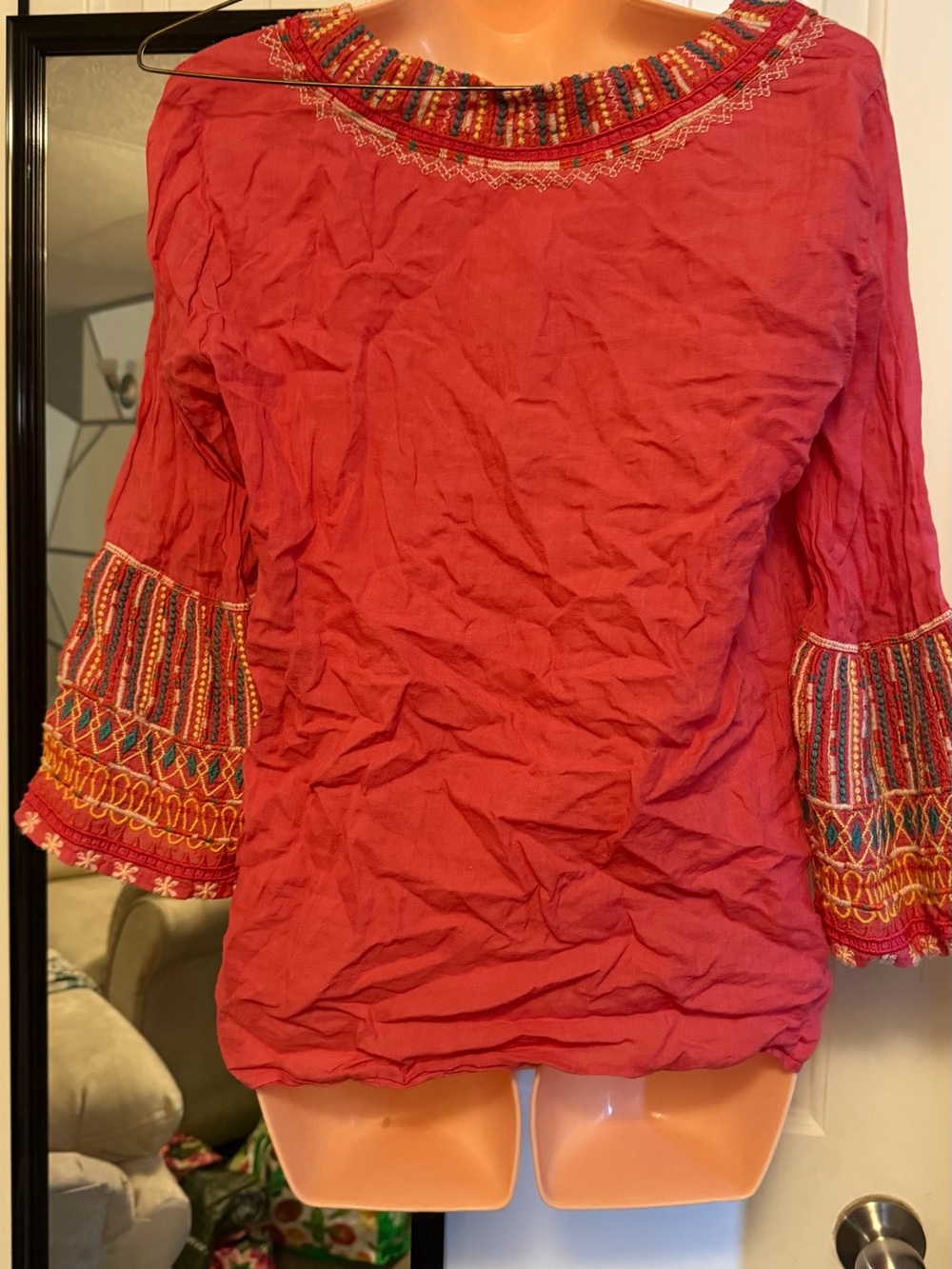 Johnny Was Raspberry Pink Embroidered Peasant Tunic - Picture 4 of 7
